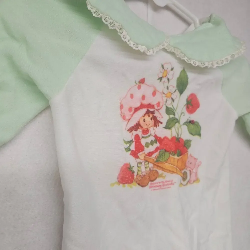 VTG Strawberry Shortcake 1980s Lullaby Land Baby Footie Sleeper PJs Sz M 6-12M
